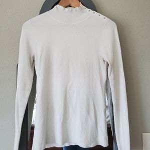 White mock neck sweater